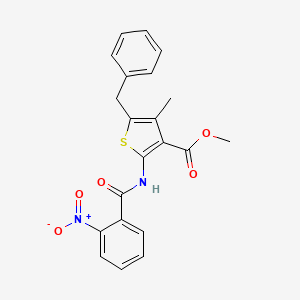 molecular formula C21H18N2O5S B3569760 methyl 5-benzyl-4-methyl-2-[(2-nitrobenzoyl)amino]-3-thiophenecarboxylate 