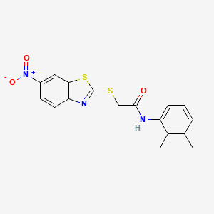 molecular formula C17H15N3O3S2 B3569844 N-(2,3-dimethylphenyl)-2-[(6-nitro-1,3-benzothiazol-2-yl)thio]acetamide CAS No. 6057-67-6