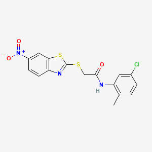 molecular formula C16H12ClN3O3S2 B3569847 N-(5-chloro-2-methylphenyl)-2-[(6-nitro-1,3-benzothiazol-2-yl)thio]acetamide 