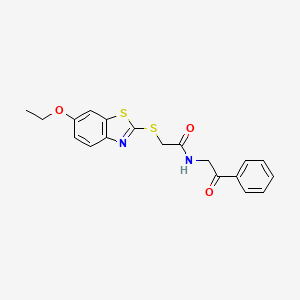 molecular formula C19H18N2O3S2 B3569862 2-[(6-ethoxy-1,3-benzothiazol-2-yl)thio]-N-(2-oxo-2-phenylethyl)acetamide 