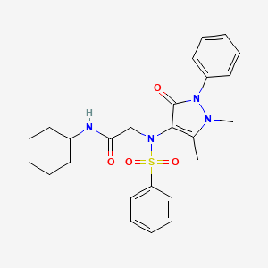 molecular formula C25H30N4O4S B3569864 N~1~-cyclohexyl-N~2~-(1,5-dimethyl-3-oxo-2-phenyl-2,3-dihydro-1H-pyrazol-4-yl)-N~2~-(phenylsulfonyl)glycinamide 