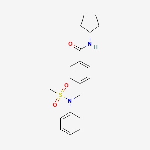 molecular formula C20H24N2O3S B3569909 N-cyclopentyl-4-{[(methylsulfonyl)(phenyl)amino]methyl}benzamide 