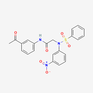 molecular formula C22H19N3O6S B3569953 N~1~-(3-acetylphenyl)-N~2~-(3-nitrophenyl)-N~2~-(phenylsulfonyl)glycinamide 