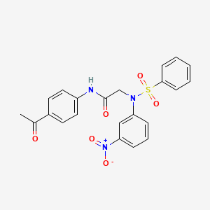 molecular formula C22H19N3O6S B3569957 N~1~-(4-acetylphenyl)-N~2~-(3-nitrophenyl)-N~2~-(phenylsulfonyl)glycinamide 