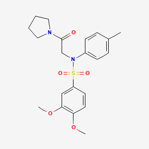 molecular formula C21H26N2O5S B3569996 3,4-dimethoxy-N-(4-methylphenyl)-N-[2-oxo-2-(1-pyrrolidinyl)ethyl]benzenesulfonamide 
