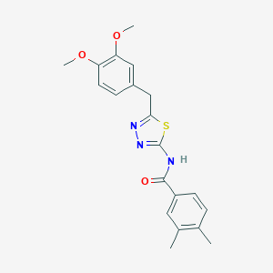 molecular formula C20H21N3O3S B357001 N-[5-(3,4-dimethoxybenzyl)-1,3,4-thiadiazol-2-yl]-3,4-dimethylbenzamide CAS No. 600163-52-8