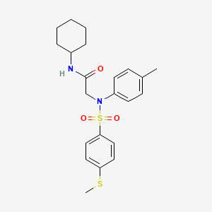 molecular formula C22H28N2O3S2 B3570017 N~1~-cyclohexyl-N~2~-(4-methylphenyl)-N~2~-{[4-(methylthio)phenyl]sulfonyl}glycinamide 