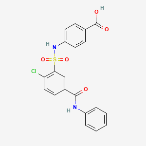 molecular formula C20H15ClN2O5S B3570119 4-({[5-(anilinocarbonyl)-2-chlorophenyl]sulfonyl}amino)benzoic acid 