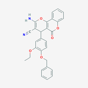 molecular formula C28H22N2O5 B357012 2-amino-4-[4-(benzyloxy)-3-ethoxyphenyl]-5-oxo-4H,5H-pyrano[3,2-c]chromene-3-carbonitrile CAS No. 444116-33-0
