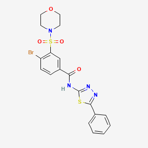 molecular formula C19H17BrN4O4S2 B3570131 4-bromo-3-(4-morpholinylsulfonyl)-N-(5-phenyl-1,3,4-thiadiazol-2-yl)benzamide 