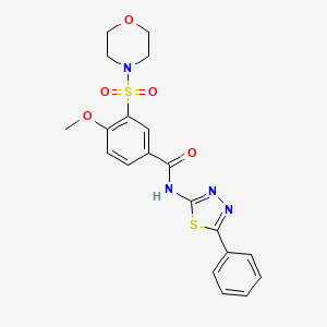 molecular formula C20H20N4O5S2 B3570147 4-methoxy-3-(4-morpholinylsulfonyl)-N-(5-phenyl-1,3,4-thiadiazol-2-yl)benzamide 