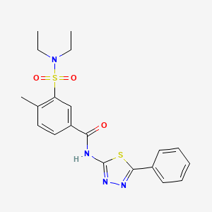 molecular formula C20H22N4O3S2 B3570168 3-[(diethylamino)sulfonyl]-4-methyl-N-(5-phenyl-1,3,4-thiadiazol-2-yl)benzamide 