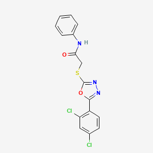 molecular formula C16H11Cl2N3O2S B3570214 2-{[5-(2,4-dichlorophenyl)-1,3,4-oxadiazol-2-yl]thio}-N-phenylacetamide 