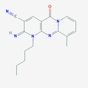 molecular formula C18H19N5O B357023 2-imino-10-methyl-5-oxo-1-pentyl-1,5-dihydro-2H-dipyrido[1,2-a:2,3-d]pyrimidine-3-carbonitrile CAS No. 848683-53-4