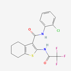 molecular formula C17H14ClF3N2O2S B3570242 N-(2-chlorophenyl)-2-[(trifluoroacetyl)amino]-4,5,6,7-tetrahydro-1-benzothiophene-3-carboxamide 