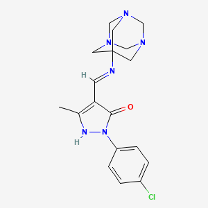 molecular formula C18H21ClN6O B3570249 2-(4-chlorophenyl)-5-methyl-4-[(1,3,5-triazatricyclo[3.3.1.1~3,7~]dec-7-ylamino)methylene]-2,4-dihydro-3H-pyrazol-3-one 