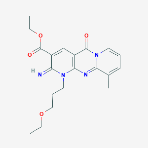 Ethyl 7-(3-ethoxypropyl)-6-imino-11-methyl-2-oxo-1,7,9-triazatricyclo[8.4.0.03,8]tetradeca-3(8),4,9,11,13-pentaene-5-carboxylate