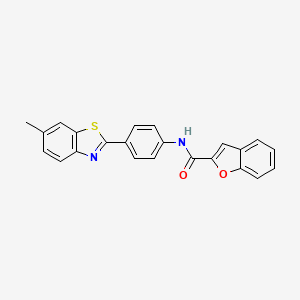 molecular formula C23H16N2O2S B3570302 N-[4-(6-methyl-1,3-benzothiazol-2-yl)phenyl]-1-benzofuran-2-carboxamide 