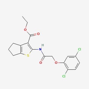 molecular formula C18H17Cl2NO4S B3570318 ethyl 2-{[(2,5-dichlorophenoxy)acetyl]amino}-5,6-dihydro-4H-cyclopenta[b]thiophene-3-carboxylate 