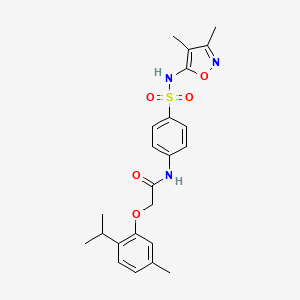 molecular formula C23H27N3O5S B3570324 N-(4-{[(3,4-dimethyl-5-isoxazolyl)amino]sulfonyl}phenyl)-2-(2-isopropyl-5-methylphenoxy)acetamide 