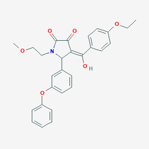 molecular formula C28H27NO6 B357034 4-(4-ethoxybenzoyl)-3-hydroxy-1-(2-methoxyethyl)-5-(3-phenoxyphenyl)-1,5-dihydro-2H-pyrrol-2-one CAS No. 384375-85-3