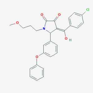 molecular formula C27H24ClNO5 B357035 4-(4-chlorobenzoyl)-3-hydroxy-1-(3-methoxypropyl)-5-(3-phenoxyphenyl)-1,5-dihydro-2H-pyrrol-2-one CAS No. 433311-70-7