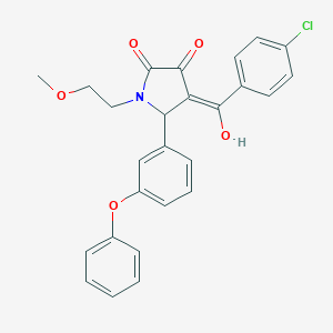 molecular formula C26H22ClNO5 B357036 4-(4-chlorobenzoyl)-3-hydroxy-1-(2-methoxyethyl)-5-(3-phenoxyphenyl)-1,5-dihydro-2H-pyrrol-2-one CAS No. 433310-62-4