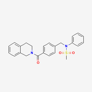 molecular formula C24H24N2O3S B3570380 N-[4-(3,4-dihydro-2(1H)-isoquinolinylcarbonyl)benzyl]-N-phenylmethanesulfonamide 