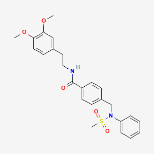 molecular formula C25H28N2O5S B3570393 N-[2-(3,4-dimethoxyphenyl)ethyl]-4-{[(methylsulfonyl)(phenyl)amino]methyl}benzamide 