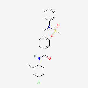 molecular formula C22H21ClN2O3S B3570398 N-(4-chloro-2-methylphenyl)-4-{[(methylsulfonyl)(phenyl)amino]methyl}benzamide 