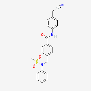 molecular formula C23H21N3O3S B3570418 N-[4-(cyanomethyl)phenyl]-4-{[(methylsulfonyl)(phenyl)amino]methyl}benzamide 