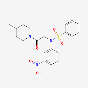 molecular formula C20H23N3O5S B3570424 N-[2-(4-methyl-1-piperidinyl)-2-oxoethyl]-N-(3-nitrophenyl)benzenesulfonamide 