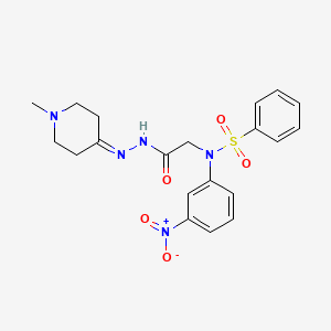 molecular formula C20H23N5O5S B3570437 N-{2-[2-(1-methyl-4-piperidinylidene)hydrazino]-2-oxoethyl}-N-(3-nitrophenyl)benzenesulfonamide 