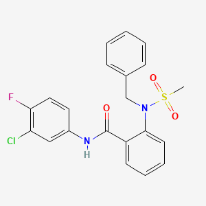 molecular formula C21H18ClFN2O3S B3570459 2-[benzyl(methylsulfonyl)amino]-N-(3-chloro-4-fluorophenyl)benzamide 