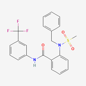 molecular formula C22H19F3N2O3S B3570466 2-[benzyl(methylsulfonyl)amino]-N-[3-(trifluoromethyl)phenyl]benzamide 