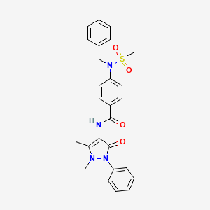 molecular formula C26H26N4O4S B3570510 4-[benzyl(methylsulfonyl)amino]-N-(1,5-dimethyl-3-oxo-2-phenyl-2,3-dihydro-1H-pyrazol-4-yl)benzamide 