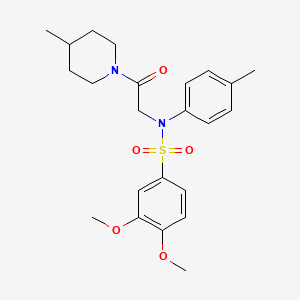 molecular formula C23H30N2O5S B3570543 3,4-dimethoxy-N-(4-methylphenyl)-N-[2-(4-methyl-1-piperidinyl)-2-oxoethyl]benzenesulfonamide 
