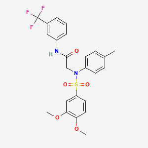 molecular formula C24H23F3N2O5S B3570544 N~2~-[(3,4-dimethoxyphenyl)sulfonyl]-N~2~-(4-methylphenyl)-N~1~-[3-(trifluoromethyl)phenyl]glycinamide 