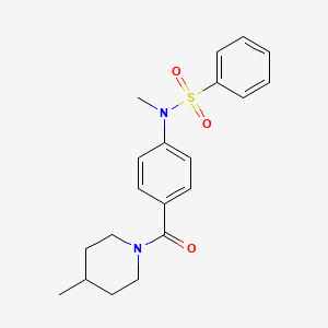 molecular formula C20H24N2O3S B3570565 N-methyl-N-{4-[(4-methyl-1-piperidinyl)carbonyl]phenyl}benzenesulfonamide 