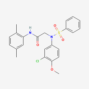 molecular formula C23H23ClN2O4S B3570669 N~2~-(3-chloro-4-methoxyphenyl)-N~1~-(2,5-dimethylphenyl)-N~2~-(phenylsulfonyl)glycinamide 
