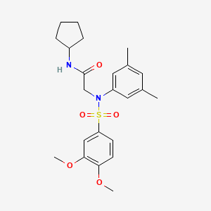 molecular formula C23H30N2O5S B3570704 N~1~-cyclopentyl-N~2~-[(3,4-dimethoxyphenyl)sulfonyl]-N~2~-(3,5-dimethylphenyl)glycinamide 