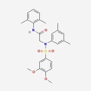 molecular formula C26H30N2O5S B3570716 N~2~-[(3,4-dimethoxyphenyl)sulfonyl]-N~1~-(2,6-dimethylphenyl)-N~2~-(3,5-dimethylphenyl)glycinamide 