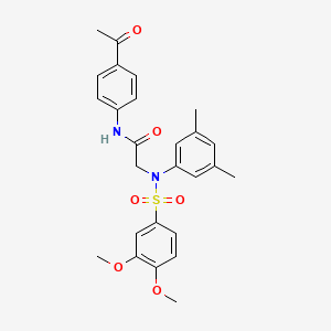 molecular formula C26H28N2O6S B3570717 N~1~-(4-acetylphenyl)-N~2~-[(3,4-dimethoxyphenyl)sulfonyl]-N~2~-(3,5-dimethylphenyl)glycinamide 