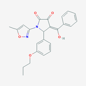 molecular formula C24H22N2O5 B357078 (4E)-4-[hydroxy(phenyl)methylidene]-1-(5-methyl-1,2-oxazol-3-yl)-5-(3-propoxyphenyl)pyrrolidine-2,3-dione CAS No. 618873-84-0