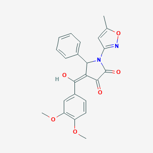 molecular formula C23H20N2O6 B357079 4-(3,4-dimethoxybenzoyl)-3-hydroxy-1-(5-methyl-3-isoxazolyl)-5-phenyl-1,5-dihydro-2H-pyrrol-2-one CAS No. 618875-14-2