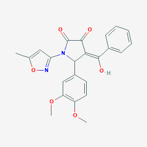 molecular formula C23H20N2O6 B357080 (4E)-5-(3,4-dimethoxyphenyl)-4-[hydroxy(phenyl)methylidene]-1-(5-methyl-1,2-oxazol-3-yl)pyrrolidine-2,3-dione CAS No. 618873-92-0