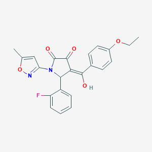 molecular formula C23H19FN2O5 B357084 4-(4-ethoxybenzoyl)-5-(2-fluorophenyl)-3-hydroxy-1-(5-methylisoxazol-3-yl)-1H-pyrrol-2(5H)-one CAS No. 618871-31-1