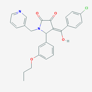 molecular formula C26H23ClN2O4 B357090 (4E)-4-[(4-chlorophenyl)-hydroxymethylidene]-5-(3-propoxyphenyl)-1-(pyridin-3-ylmethyl)pyrrolidine-2,3-dione CAS No. 620139-00-6