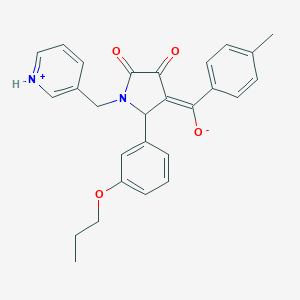 molecular formula C27H26N2O4 B357091 (E)-[4,5-dioxo-2-(3-propoxyphenyl)-1-(pyridin-1-ium-3-ylmethyl)pyrrolidin-3-ylidene]-(4-methylphenyl)methanolate CAS No. 615271-32-4
