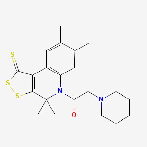molecular formula C21H26N2OS3 B3570922 4,4,7,8-tetramethyl-5-(1-piperidinylacetyl)-4,5-dihydro-1H-[1,2]dithiolo[3,4-c]quinoline-1-thione 